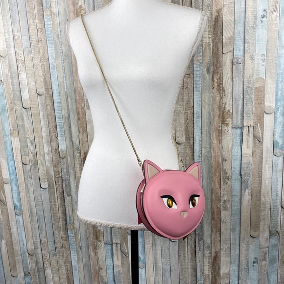 New Kate Spade Pink Meow Cat Crossbody Purse Bag - Picture 5 of 8